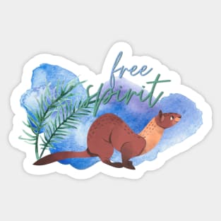 Free Spirit Watercolour Otter Weasel Sticker